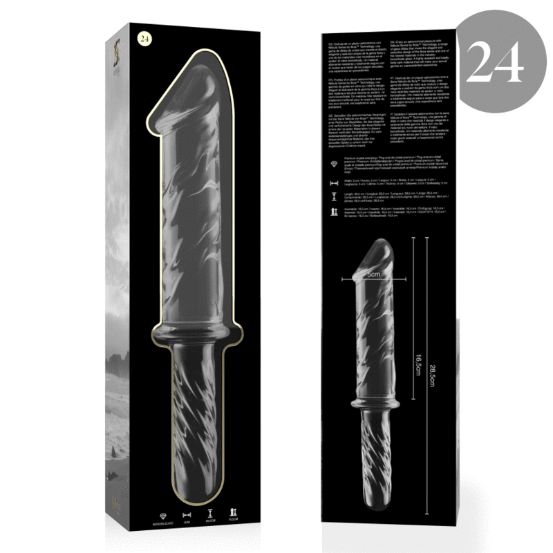 Nebula Series Modelo 24 - Dildo de Cristal Borosilicato Transparente 28.5 cm