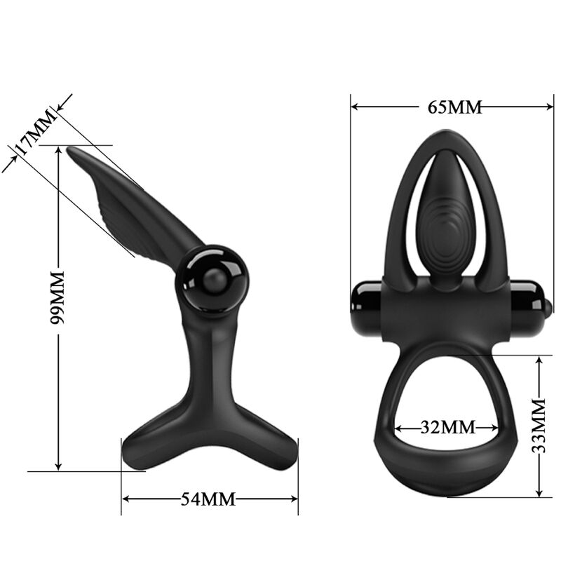 Pretty Love Vibrating Ring 10 Vibrations Black Silicone