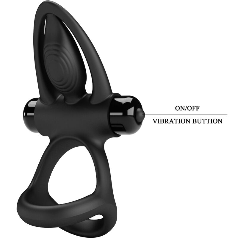 Pretty Love Vibrating Ring 10 Vibrations Black Silicone