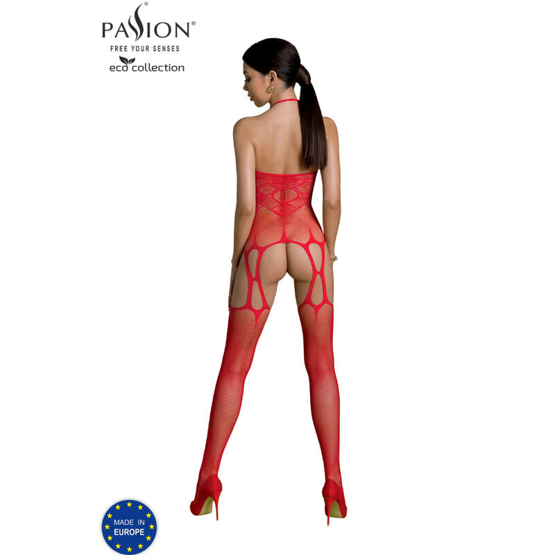 Bodystocking Eco BS002 Rojo - Diseño Abierto con Encaje