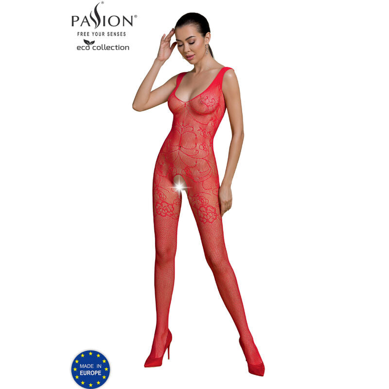 PASSION Eco Collection Bodystocking ECO BS012 Red - Lencería Erótica Sostenible