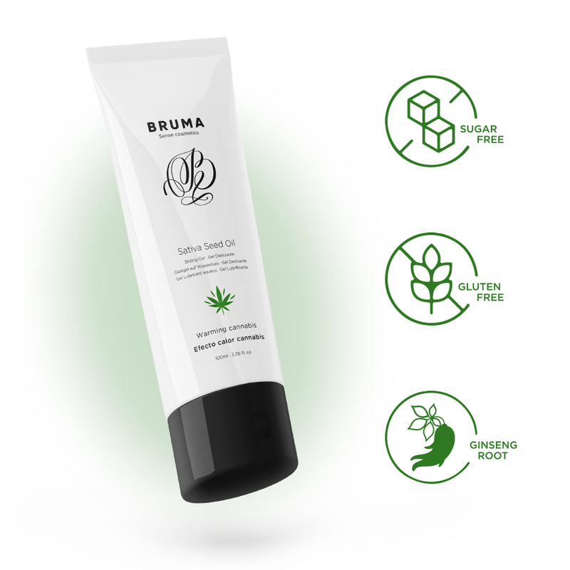 Bruma Sativa Seed Oil Sliding Gel Warming - Sabor Cannabis 100 ml