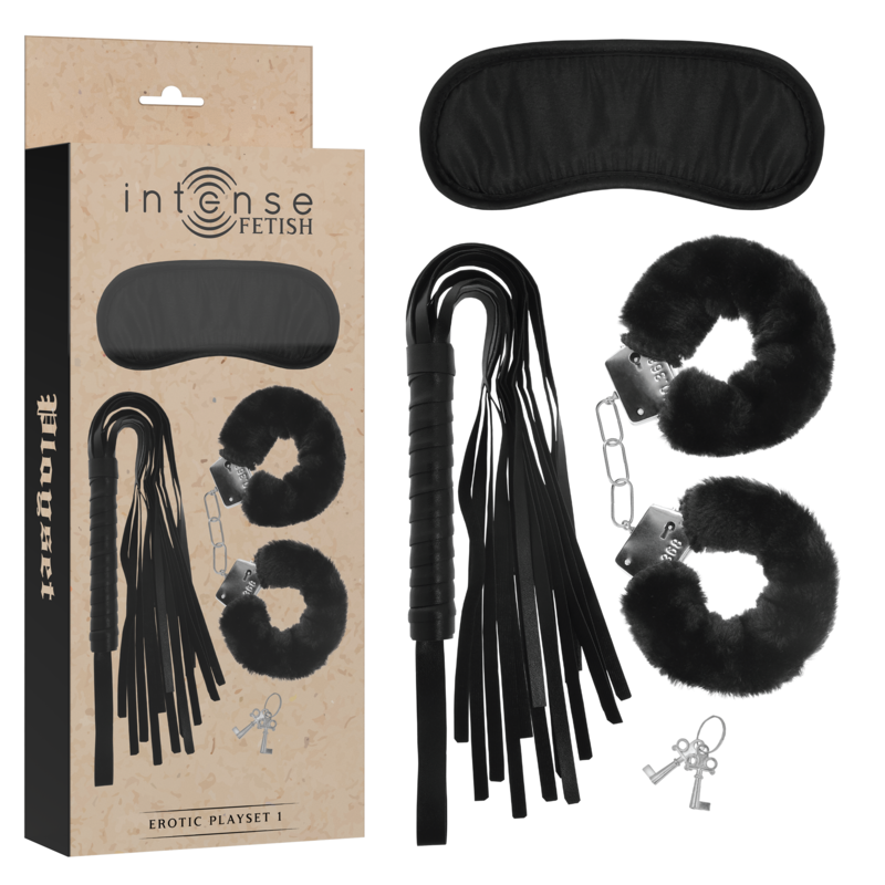 INTENSE Fetish Erotic Playset 1 - Set BDSM con Esposas, Antifaz y Látigo
