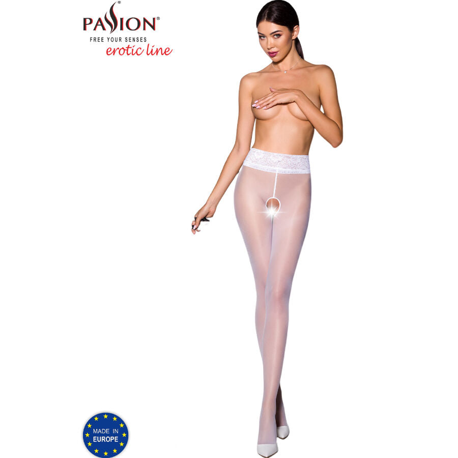 Medias 3/4 Blancas Passion Tiopen 008 - 30 DEN con Encaje