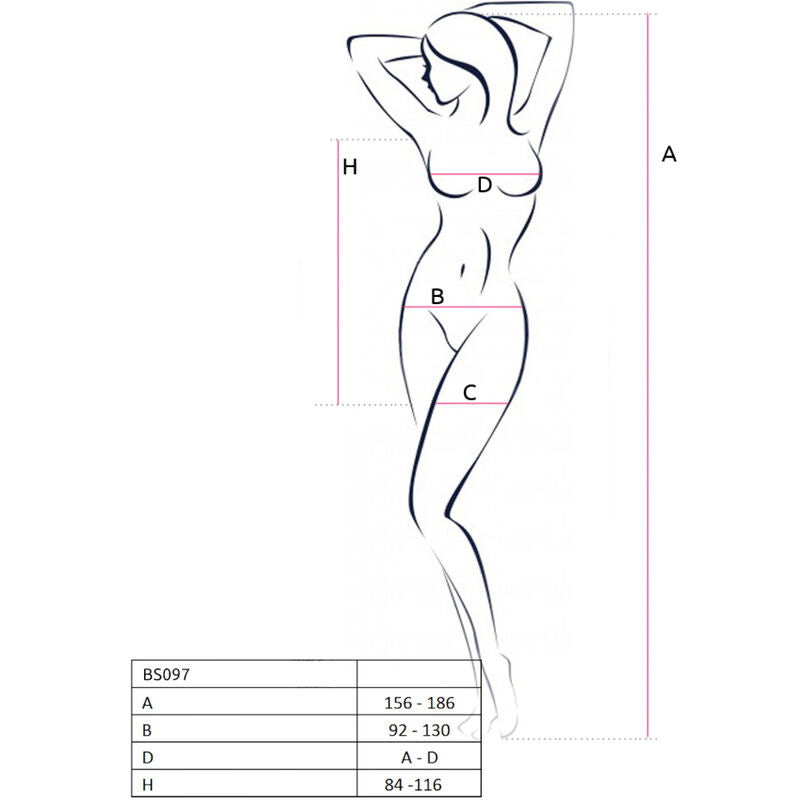 Passion BS097 Black Bodystocking - Lencería Erótica Ajustada One Size