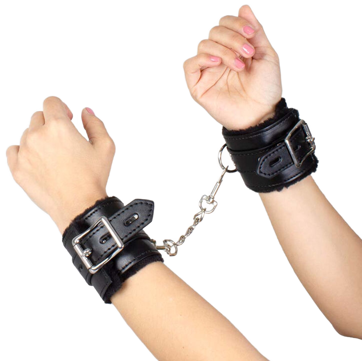 Secretplay Black Bondage Handcuffs - Esposas BDSM con Plumas