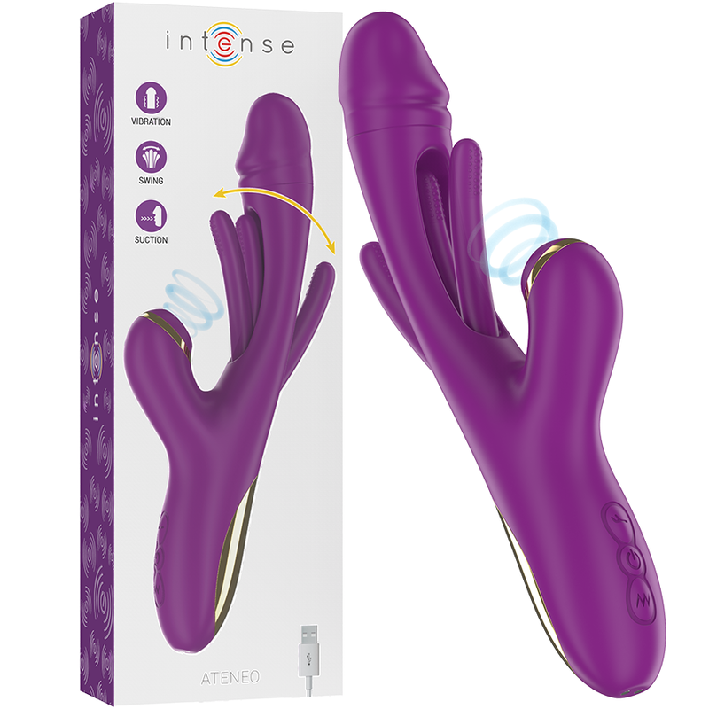 Intense Ateneo - Vibrador Recargable Multifunción con Lengua Oscilante y Succionador