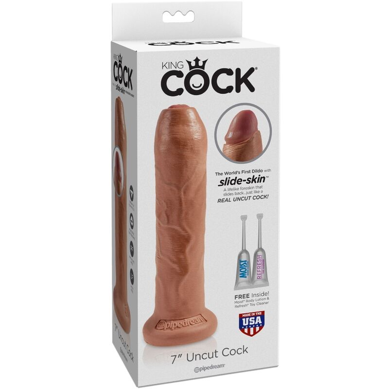 King Cock Uncut Realistic Penis 17.8 cm Caramelo