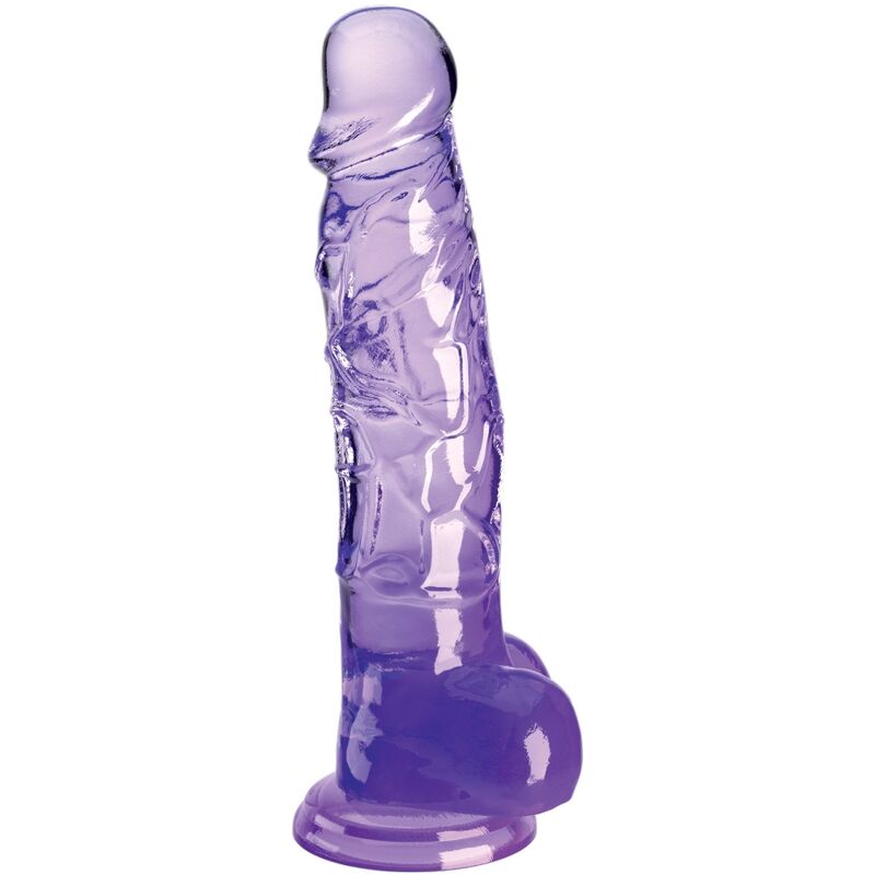 King Cock Clear Realistic Penis with Balls 16.5 cm Purple