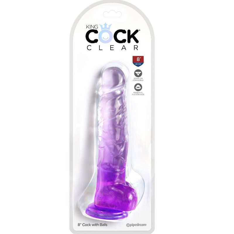King Cock Clear Realistic Penis with Balls 16.5 cm Purple