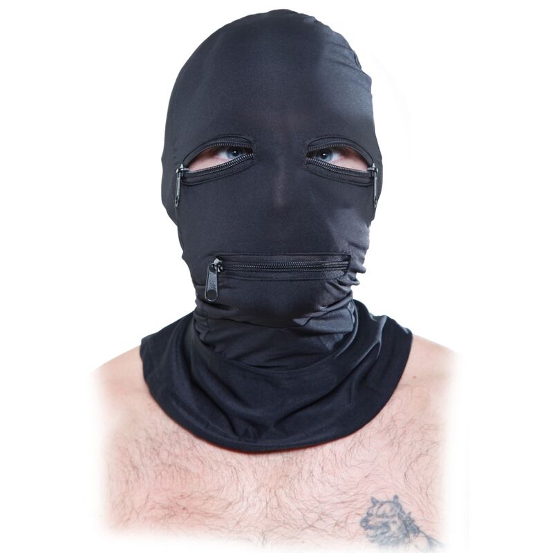 Capucha Facial con Cremalleras Fetish Fantasy Series - Negro