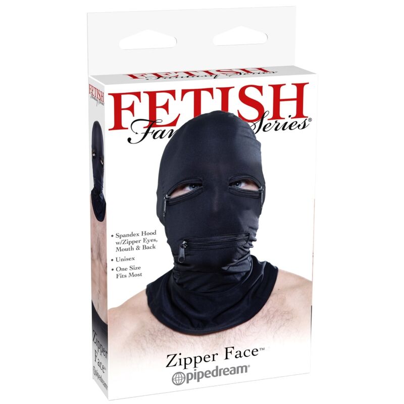 Capucha Facial con Cremalleras Fetish Fantasy Series - Negro