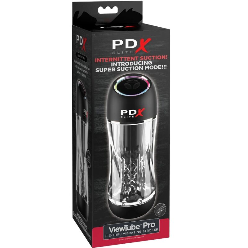 PDX Elite Stroker ViewTube Pro Vibrator - Masturbador Recargable con 10 Modos