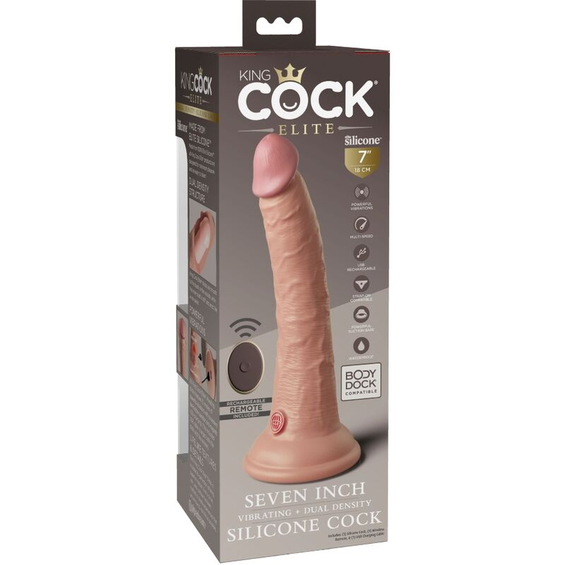 King Cock Elite Realistic Dildo Vibrator 17.8 cm con Control Remoto