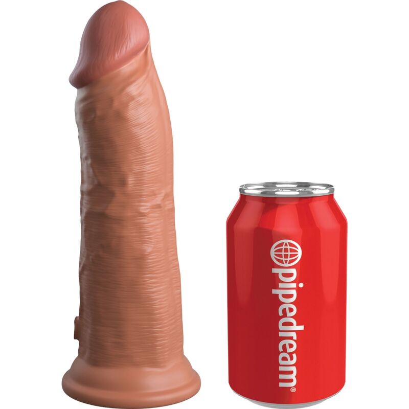King Cock 8" Vibrating Silicone Dual Density Cock Tan