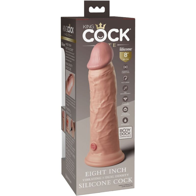 King Cock Elite Realistic Dildo Vibrating Silicona 20.3 cm