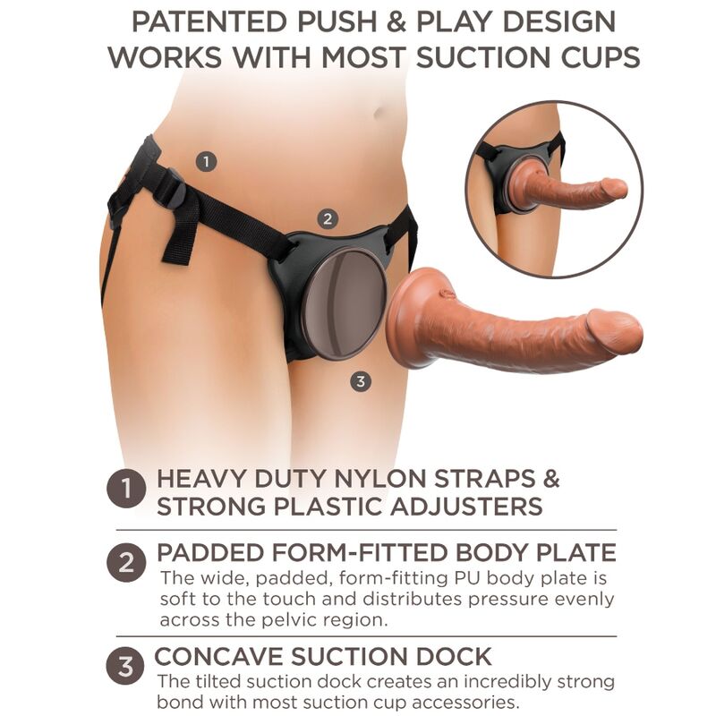 King Cock Elite Comfy Adjustable Harness with Dildo 17.8 cm
