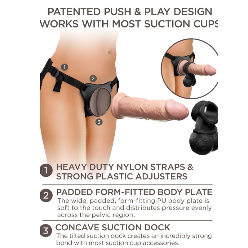 King Cock Elite Deluxe Arnés Ajustable con Anillo y Dildo 20.3 cm