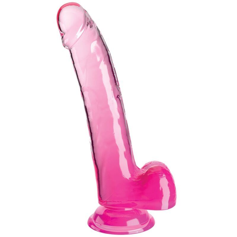 King Cock Clear Dildo with Testicles 20.3 cm Pink