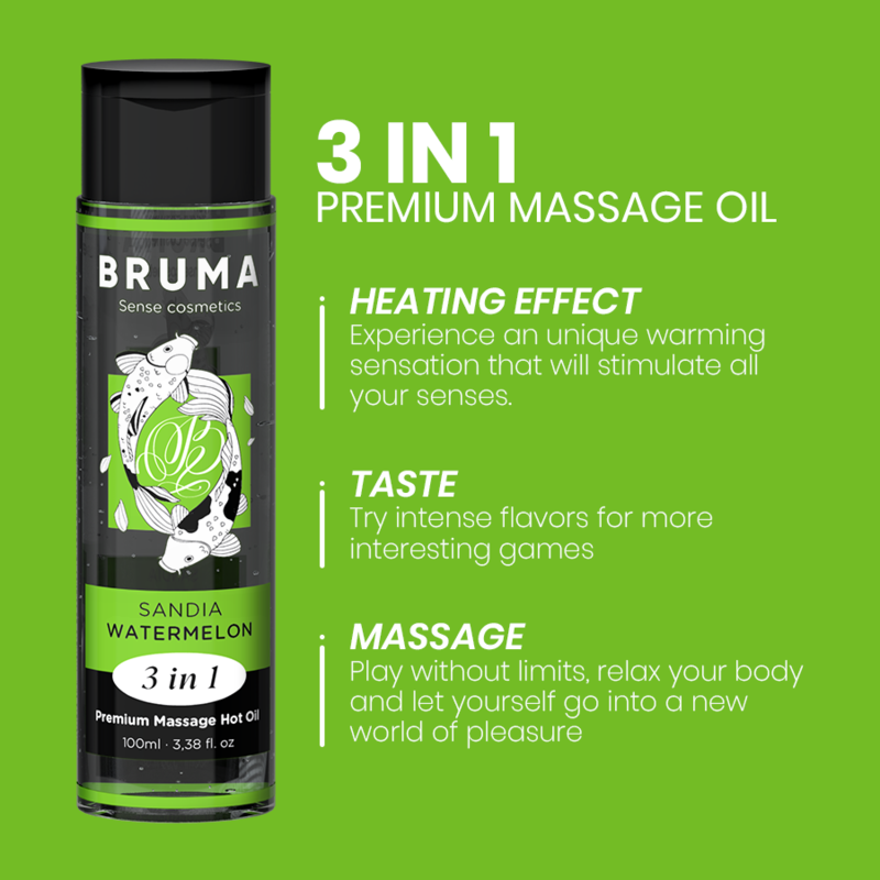 Bruma Premium Massage Hot Oil Watermelon 3 en 1 - 100 ml