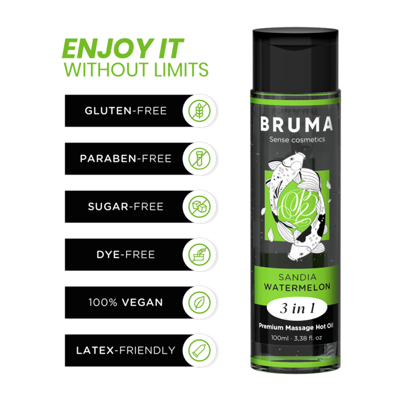 Bruma Premium Massage Hot Oil Watermelon 3 en 1 - 100 ml