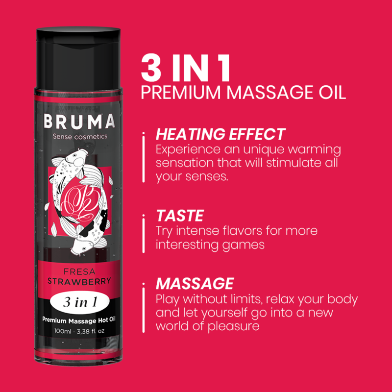 Bruma Premium Massage Hot Oil Strawberry 3 en 1 - 100 ml
