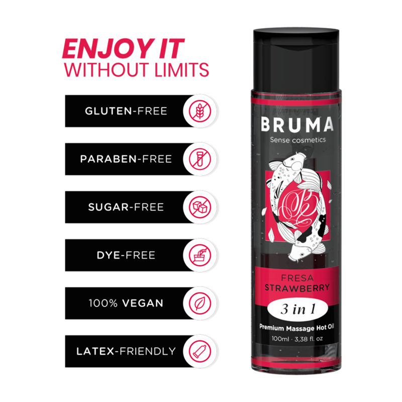 Bruma Premium Massage Hot Oil Strawberry 3 en 1 - 100 ml