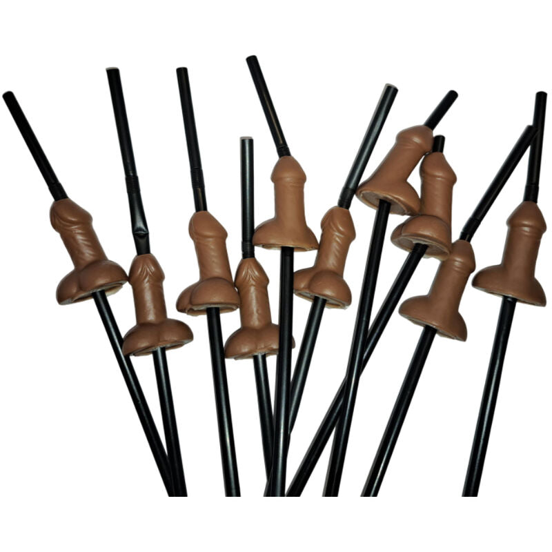 Diablo Picante - Bolsa de 10 Pajitas Pene Negro
