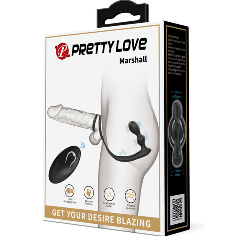 Pretty Love Marshall - Anillo Vibrador con Plug Anal y Control Remoto