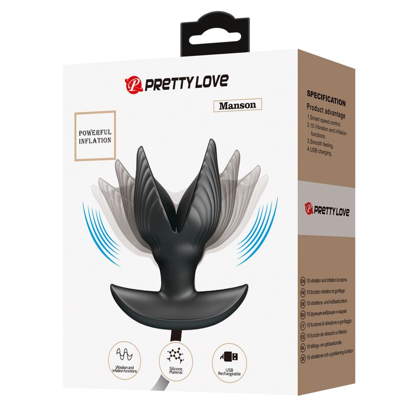 Pretty Love Plug Anal Inflable Recargable - 10 Modos Vibración