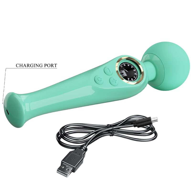 Pretty Love Skyler Green Wand - Vibrador con 10 Modos y Pantalla LCD