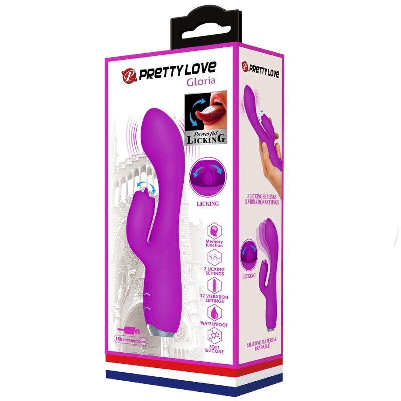 Pretty Love Gloria Vibrador Recargable Tipo Conejo Impermeable Púrpura