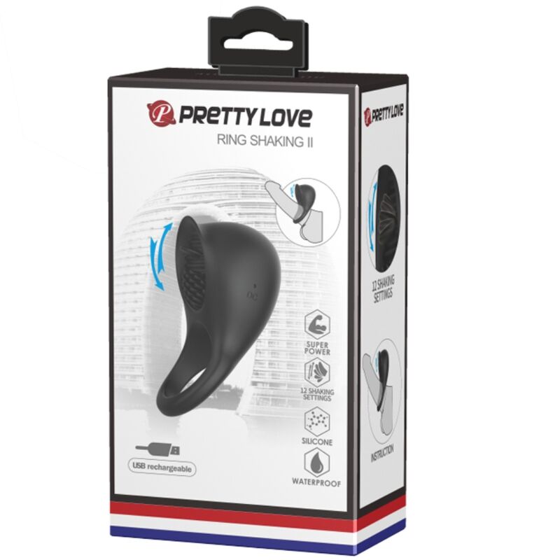 Pretty Love Vibrating Penis Ring with Black Tongue