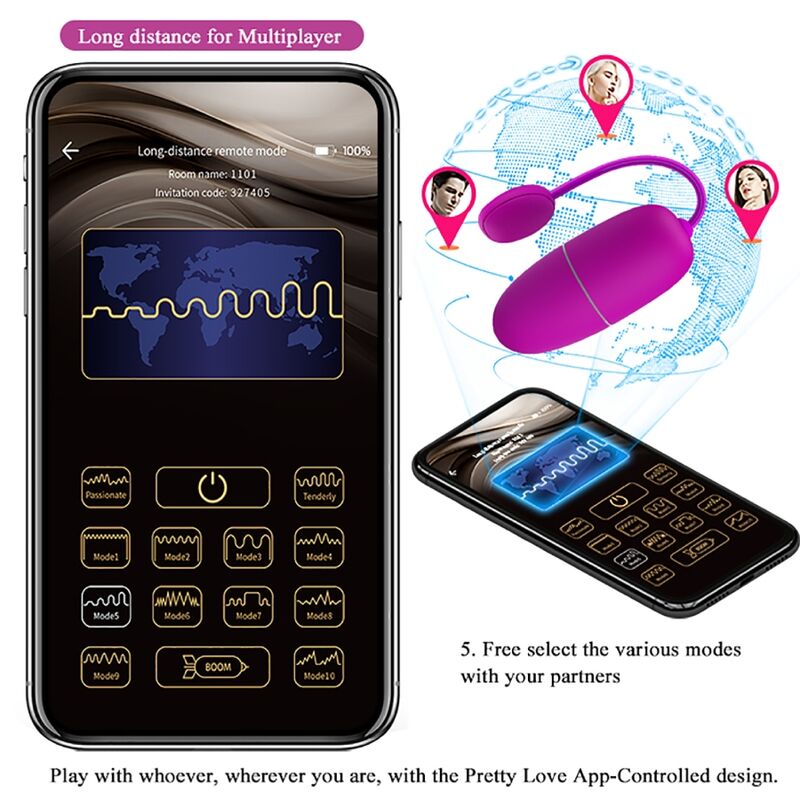 Pretty Love Nymph Vibrating Egg App Controlled Purple