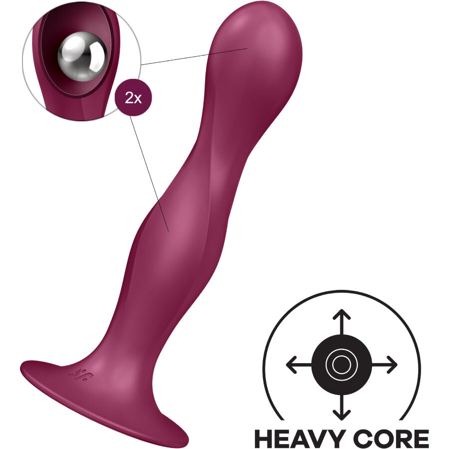 Satisfyer Double Ball-R Dildo de Silicona Granate