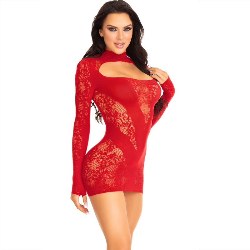 Leg Avenue Mini Dress Encaje Rojo - Conjunto Lencería 2 Piezas
