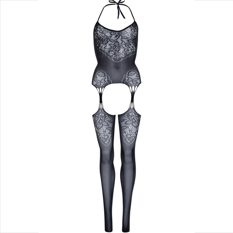Bodystocking de Red Jacquard Negro - Leg Avenue
