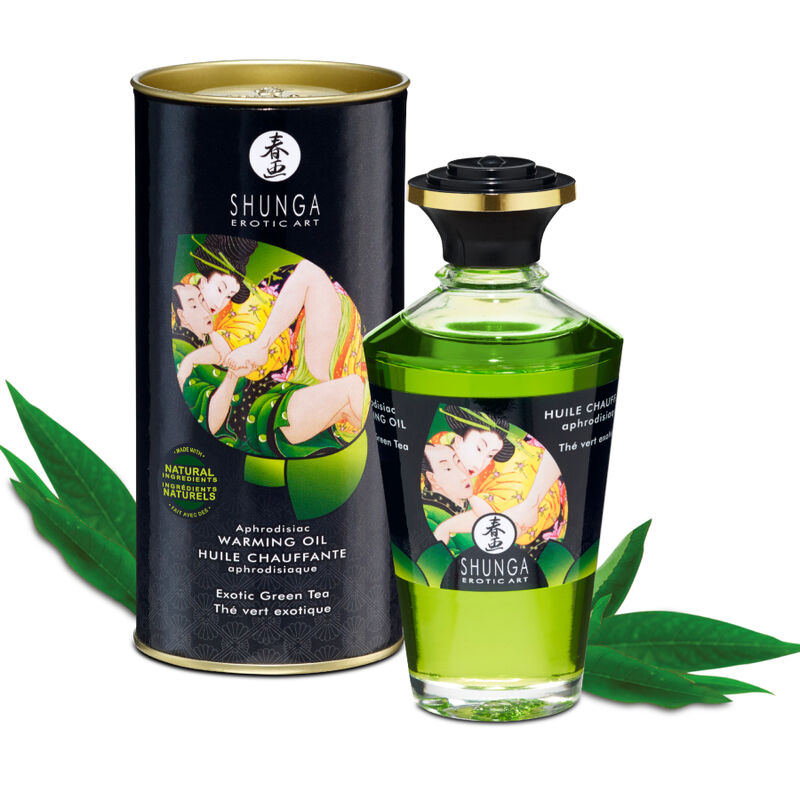 Shunga Organic Green Tea Heat Effect Massage Oil 100 ml