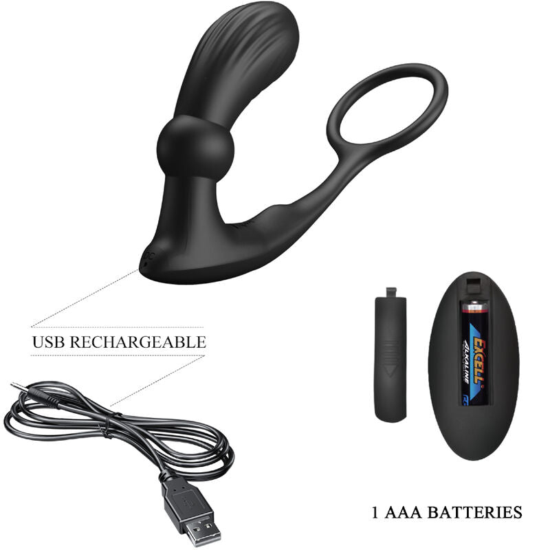 Pretty Love Warren Black Anal Ring & Vibrator