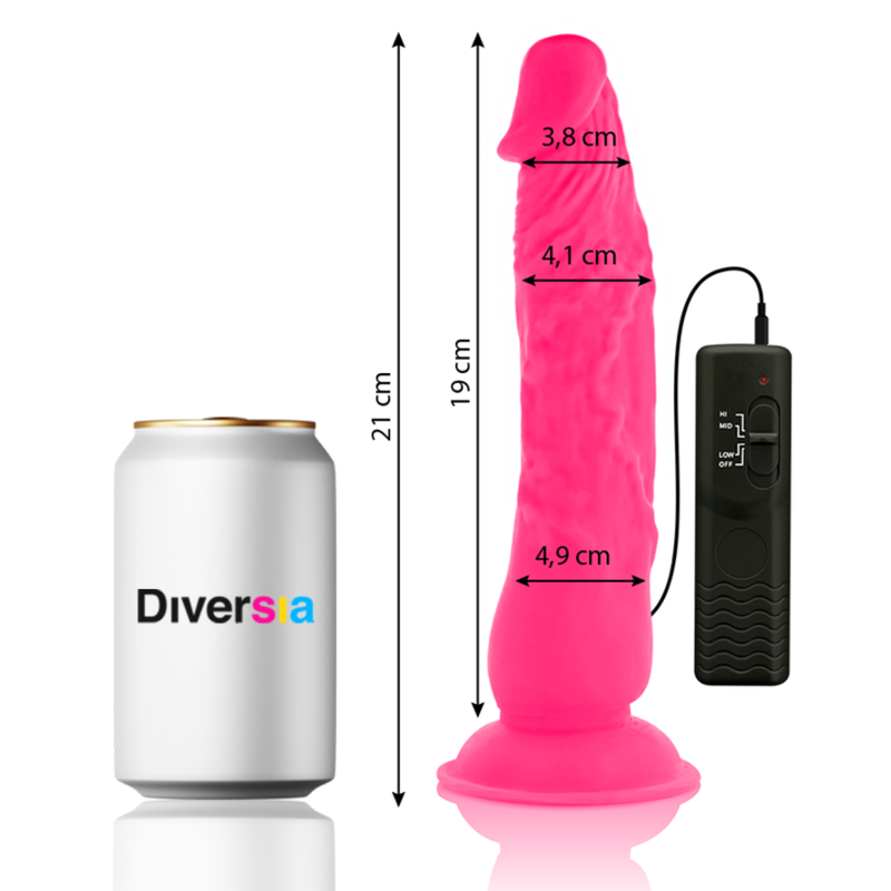Diversia Flexible Vibrating Dildo Rosa 21 cm