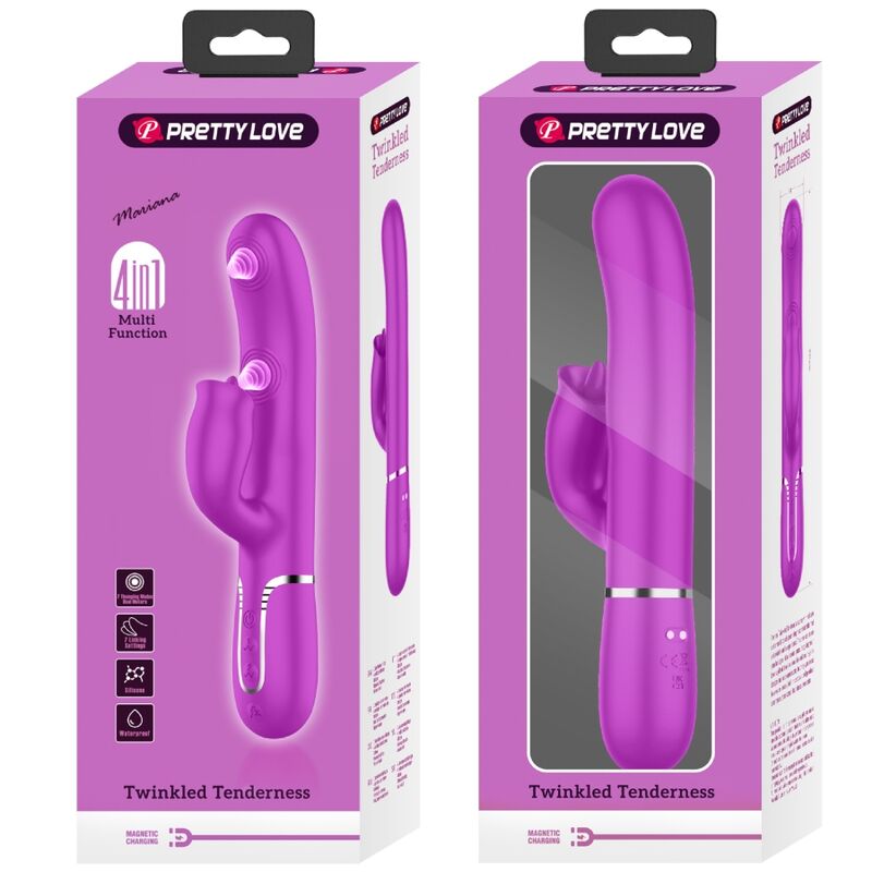 Pretty Love Rabbit Vibrator with Licking Fuchsia
