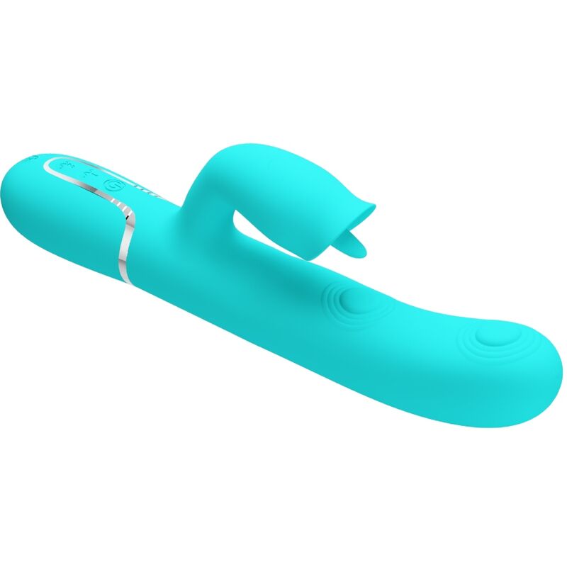 Pretty Love Rabbit Vibrator with Licking - Aqua Green