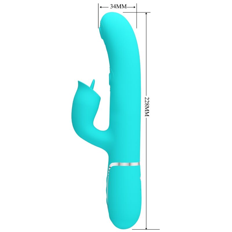 Pretty Love Rabbit Vibrator with Licking - Aqua Green