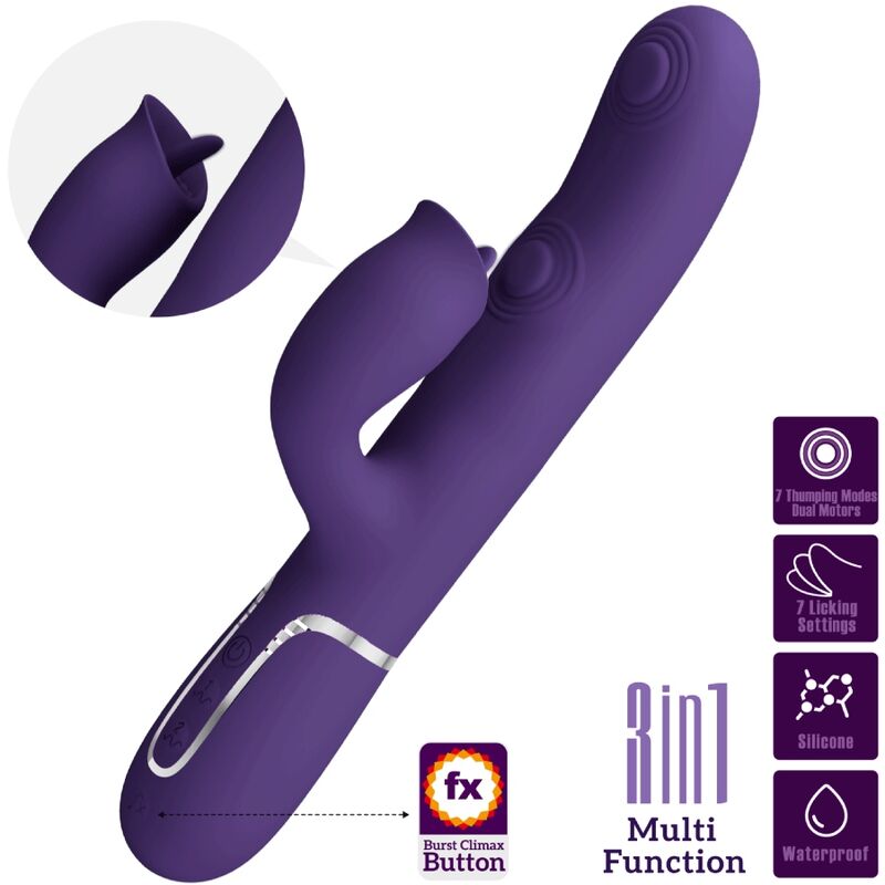 Pretty Love Rabbit Vibrator with Licking - Morado