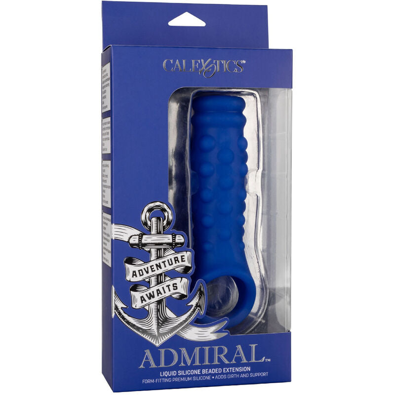 Admiral Beaded Penis Cover Liquid Silicone Blue - CalExotics