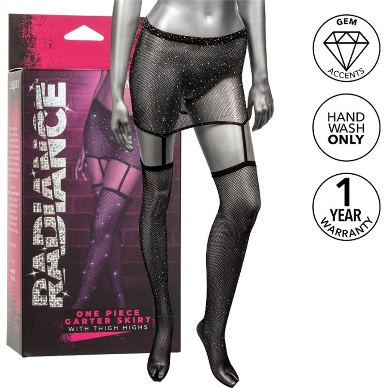Radiance Garter Skirt Thigh Highs - Conjunto Seductor de Una Pieza