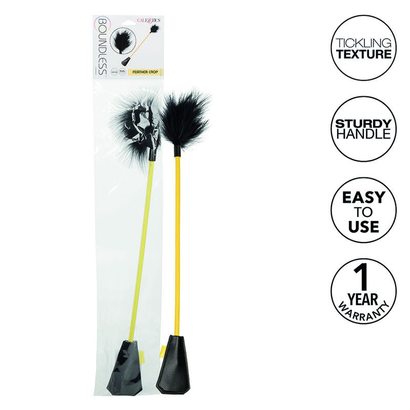 CalExotics Boundless Feather Crop - Látigo Dual Pluma y Cuero