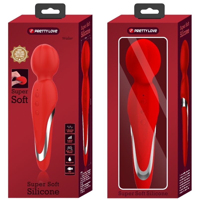 Pretty Love Walter Vibrator Wand Red - Masajeador
