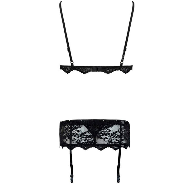Conjunto Lencería Livco Corsetti Belita LC 90231 Negro L/XL - Sujetador, Braguita y Liguero