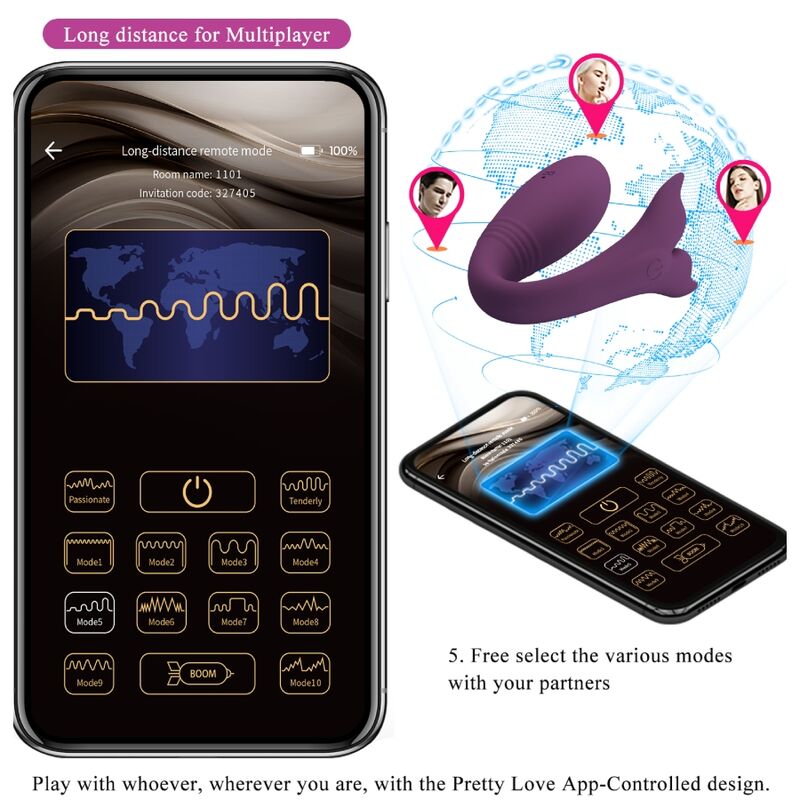 Pretty Love Jayleen Vibrador Control Remoto App Púrpura